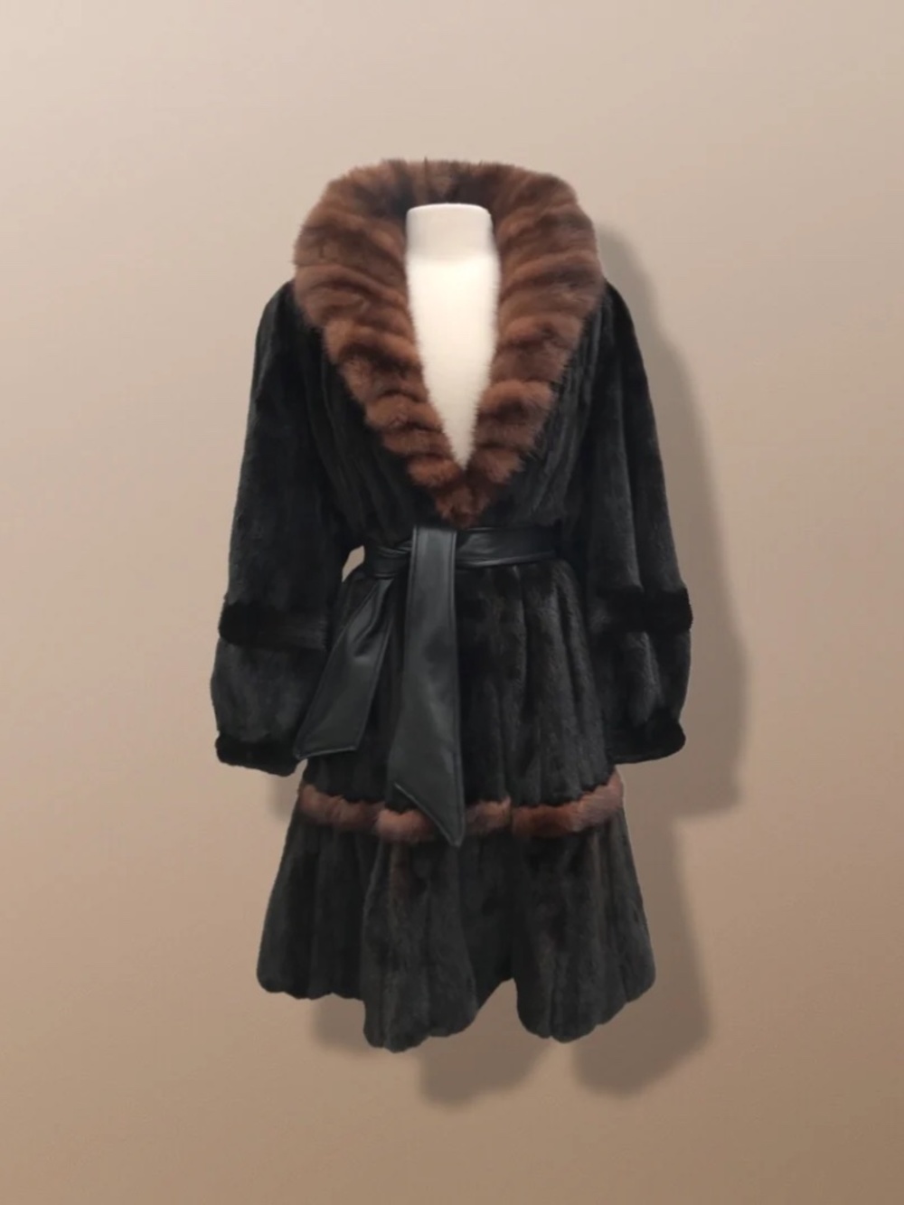 Russian Golden Sable and Mahogany Mink Skirted Dolman Sleeve Luxury Coat
